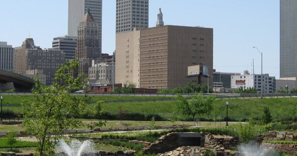 Social sharing card, cropped from the Tulsa skyline photograph
